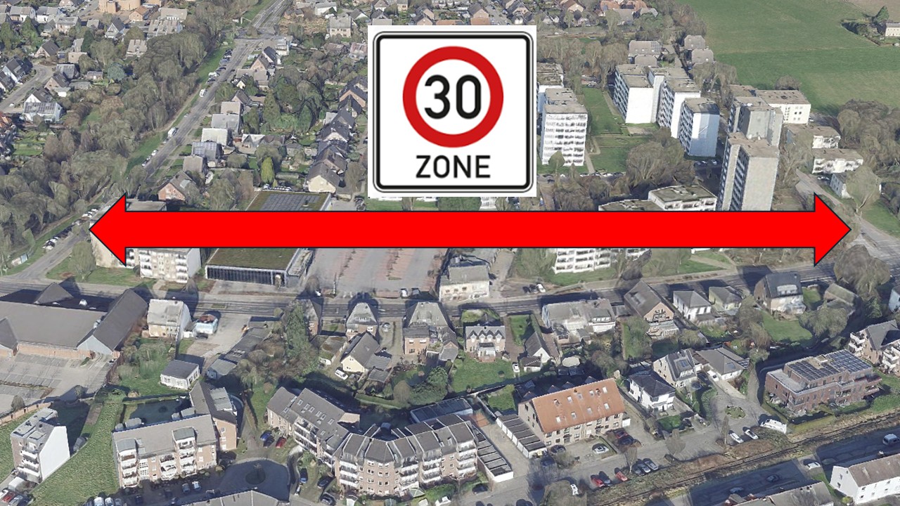 Prüfauftrag für eine Tempo-30-Zone auf der Niederrheinallee zwischen Trox und Lidl